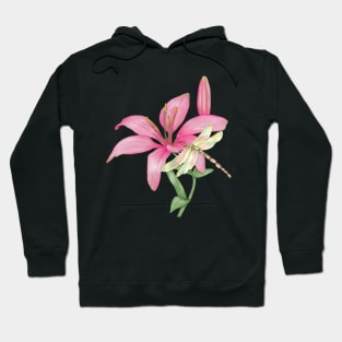 Dragonfly and Lily Pink Hoodie